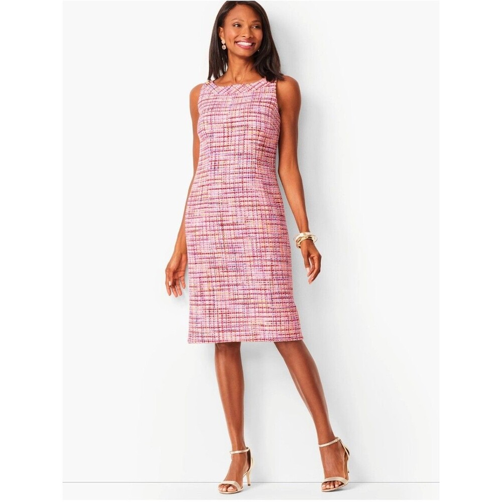RSVP By Talbots Tweed Ribbon Sheath Midi  Dress, Lined, Sleeveless, 8